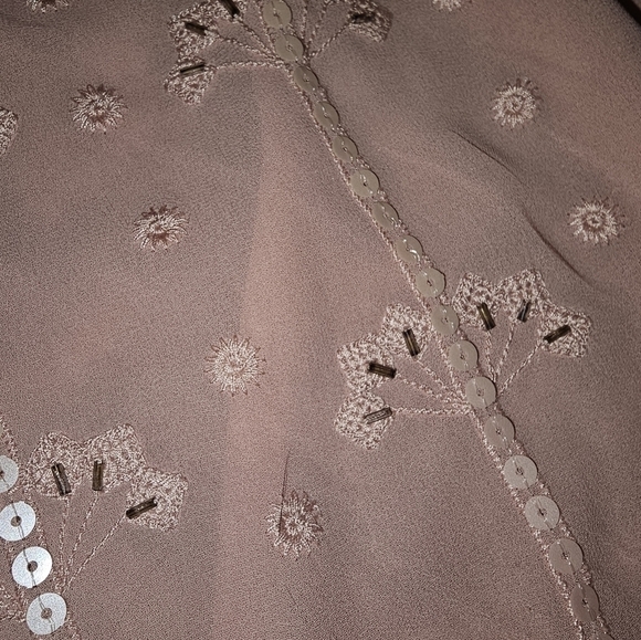 LANE BRYANT Pink Beaded long sleeve Sheer Polyester Blouse 14/16 NEW. "A" - Picture 5 of 8